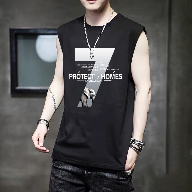 amaazon88 เสื้อแขนกุดคอกลมแฟชั่นสำหรับผู้ชาย B0178