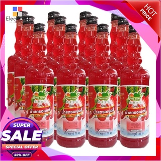 ติ่งฟง น้ำสควอช สตรอว์เบอรี่ 760 มล. x 12 ขวดน้ำอัดลมและน้ำหวานDing Fong Strawberry Squash 760 ml x 12 Bottles