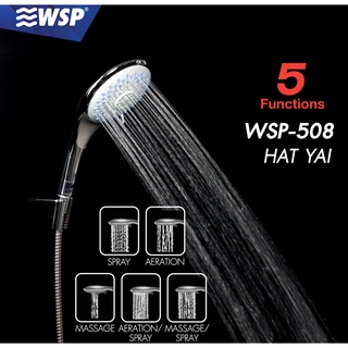 WSP ชุดหัวฝักบัวพร้อมสาย ปรับได้ 5 ระดับ HAT YAI รุ่น WSP-508 (สีโครม)