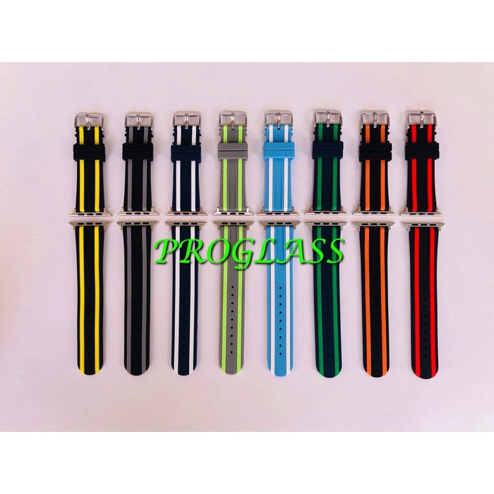AW03 Apple Watch 42mm / 44mm STRIPE Premium Rubber Sport Strap Band / Strap
