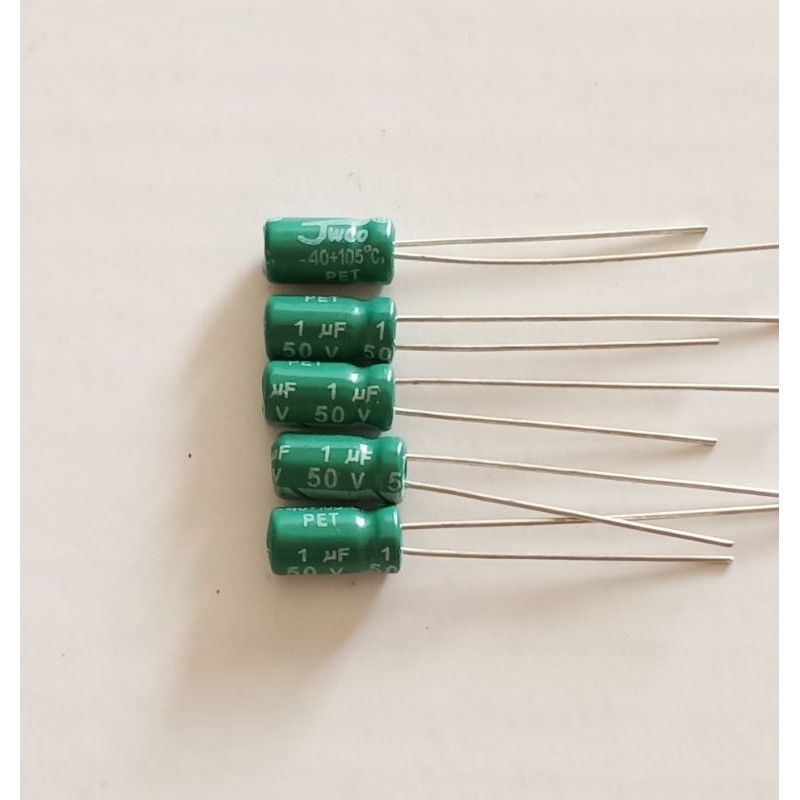 1uF 50V คาปาซิเตอร์ สำหรับเครื่องเสียง พร้อมส่ง (แพ็ก 10 ตัว)