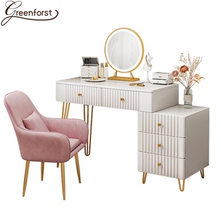 Greenforst โต๊ะเครื่องแป้ง โต๊ะแต่งหน้าพร้อมตู้เก็บของด้านข้าง รุ่น G-2232