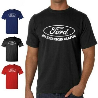 [S-5XL] ใหม่ เสื้อยืดลําลอง ผ้าฝ้าย แขนสั้น คอกลม พิมพ์ลายโลโก้ Ford An American Classic Auto Camion Cotone Licenza สําห