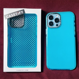 Casetify X เคสโทรศัพท์มือถือนิ่ม แบบใส สีฟ้านีออน สําหรับ iPhone 13 Pro MAX Mini 12 Pro MAX Mini 11 Pro MAX XS MAX XR X SE 7 8 Plus