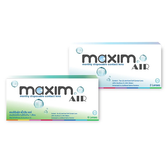 🔥แพค1คู่=142฿ แพค3คู่=367฿ หลังใช่โค้ด🔥Maxim AIR แม็กซิม คอนแทคเลนส์ใส รายเดือน: 1 กล่อง