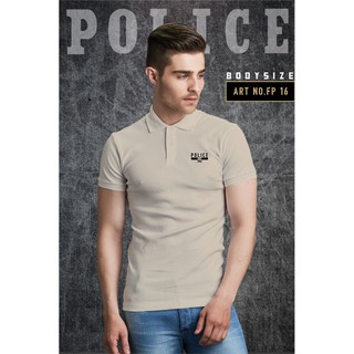 เสื้อโปโล Police Bodysize ทรง Slim fit  พอดีตัว  ผุ้ชาย/ผู้หญิง สีดำ,กรม,ขาว,เทา (FP16)