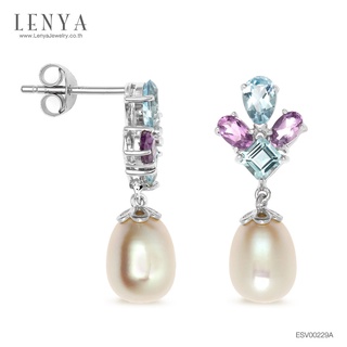 Lenya Jewelry ต่างหูเงินแท้ 925 ชุบด้วยทองคำขาว ประดับด้วย ดีไซน์น่ารัก เพิ่มความหรูเล็กๆ ดีไซน์น่ารัก