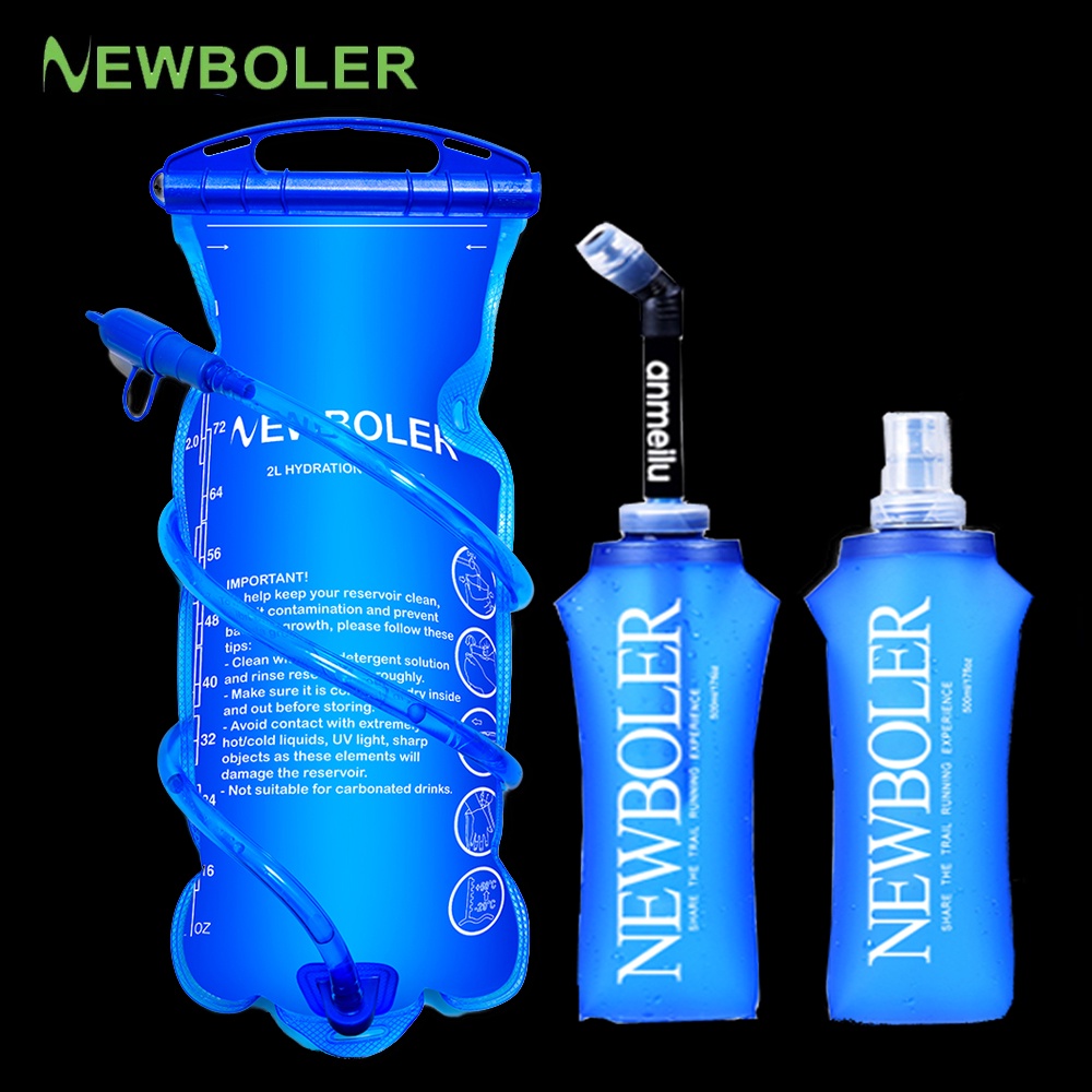 Newboler 1L/1.5/2L/3L กระเพาะปัสสาวะน้ํา 500ml ขวดน้ํานุ่มพับได้วิ่งกระเป๋าเป้สะพายหลังสําหรับเดินป่าขี่จักรยาน