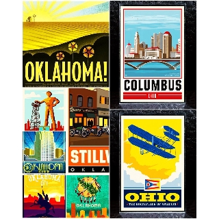 แม่เหล็กติดตู้เย็น โอกลาโฮมา โอไฮโอ อเมริกา อะครีลิค 2×3 นิ้ว Acrylic Fridge Magnet USA Ohio Oklahoma Souvenir 2x3"