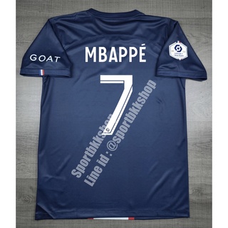 เสื้อฟุตบอล PSG Paris Saint Germain Home ปารีส แซงค์ ชาแม็งค์ เหย้า 2022/23 พร้อมเบอร์ชื่อ 7 MBAPPE และอาร์มแชมป์ลีควัน