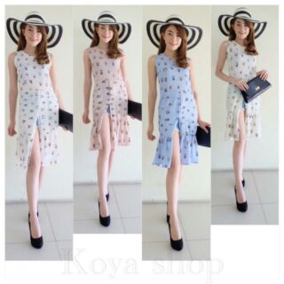 พร้อมส่ง!!!
เดรส แขนกุดผ่าหน้า ต่อชาย ผ้าชีฟองลายหน้ากากเนื้อดี