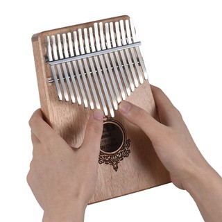 17 - key kalimba เปียโนไม้มะฮอกกานีแบบพกพาพร้อมกระเป๋า