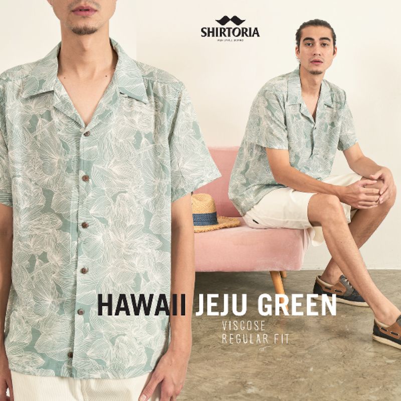 Shirtoria Hawaii-ลาย jeju เสื้อเชิ้ตผู้ชายแขนสั้น