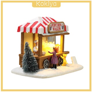 [Kokiya] ของขวัญคริสต์มาสหิมะ Led Popcorn Wagon สําหรับตกแต่งสวน