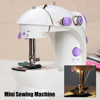 เครื่องจักรเย็บผ้าขนาดเล็ก พกพาสะดวก รุ่น Mini Sewing Machine (สีม่วง)-