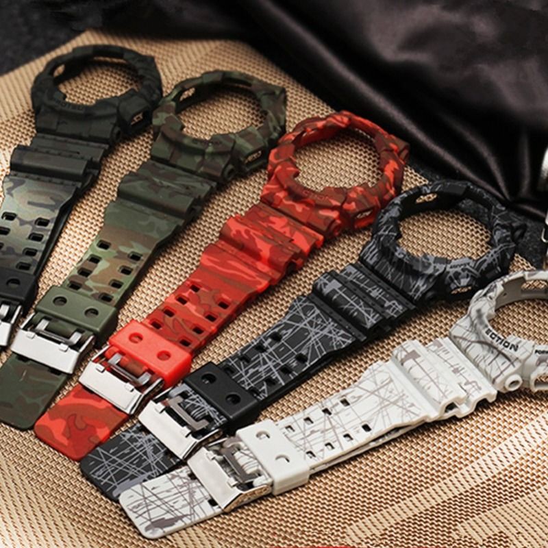band สาย☞♣อุปกรณ์เสริมสายรัดเรซิ่นเคลือบด้านสีหลอกสำหรับ G-Shcok GA110 / 100/120 GD120