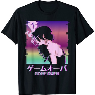 ผ้าฝ้ายคอกลมเสื้อยืด พิมพ์ลายอนิเมะ Vaporwave Sad Game Over Indie สไตล์ญี่ปุ่น สําหรับผู้หญิงfrom S-4XL