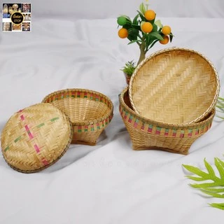 กระบุงตังค์ กระบุงแม่ค้า (กระบุงฝาเทินขอบสี)กระบุงตังค์ราคาถูก
