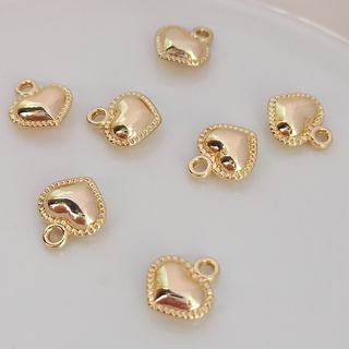 จี้สร้อยคอ สร้อยข้อมือ รูปหัวใจ ชุบทอง 14K สองด้าน