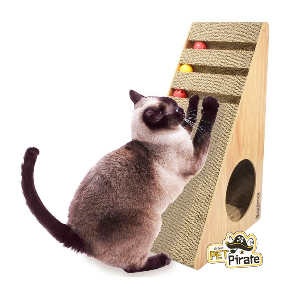 Kanimal Trio Toy ของเล่นแมว ที่ลับเล็บแมว ทรงสามเหลี่ยม รางบอล 3 ชั้น ข่วนๆ เขี่ยๆ  ลูกฟูกหนาแน่น ข่วนนาน ฟรี! Catnip