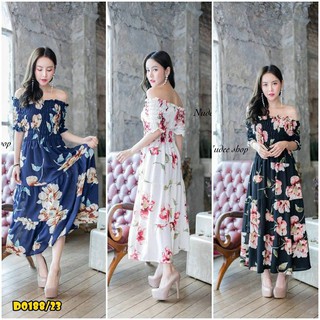 maxidress เดรสผ้าอย่างดี พิมพ์ลายดอกไม้ (โค้ดช้อปฟรี 100 บาท)