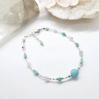 สร้อยข้อมือเงินหินอมาโซไนท์+มูนสโตน Amazonite+Moonstone