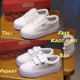 VANS ""คุณภาพพรีเมี่ยม"" รองเท้าแวนส์ สําหรับเด็กผู้ชาย | Oldskool รองเท้า สีขาว แบบเต็ม สําหรับเด็กผู้หญิง