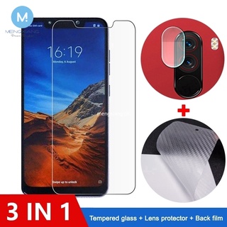 3-in-1 ฟิล์มกระจกนิรภัยกันรอยหน้าจอ 9H สําหรับ Xiaomi Redmi 9T 9A 9C F1 X2 K40 Pro Xiaomi Poco X3 NFC X3Pro Redmi K30 K20 Note 10 8T 8 7 Pro Xiomi Poco X2