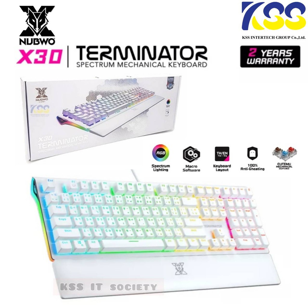 โปรโมชั่น 8.8 ราคาพิเศษ โดนๆ😍 NUBWO X30 TERMINATOR RGB Mechanical Gaming Keyboard คีย์บอร์ดเกมมิ่ง สีขาว