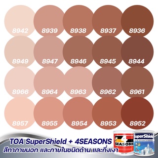 TOA สีภายนอก+ภายใน  สีน้ำตาลอิฐ 1L  สีทาบ้าน สีน้ำ  สีอะครีลิค สีทาภายนอกและภายใน เนื้อสีแน่น สีคุณภาพ กันร้อนเยี่ยม