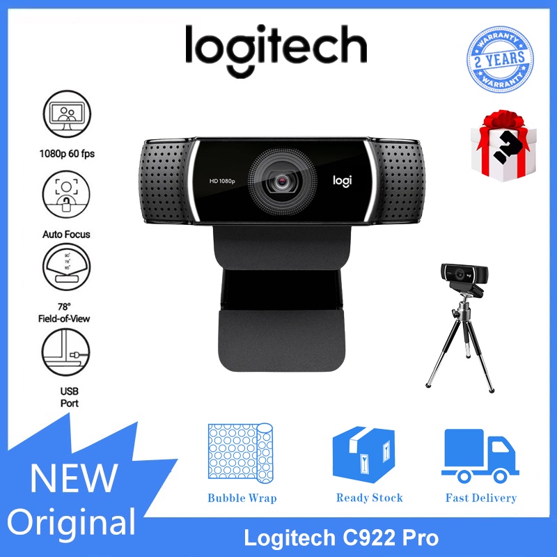 กล้องเว็บแคม Logitech C922 Pro Autofocus ไมโครโฟนในตัว Full HD