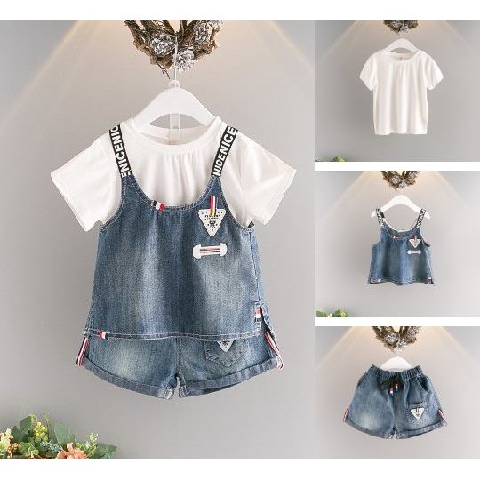 CHILDRENS SET WHITE TOP + VEST + PANTS (RSBY-3596)