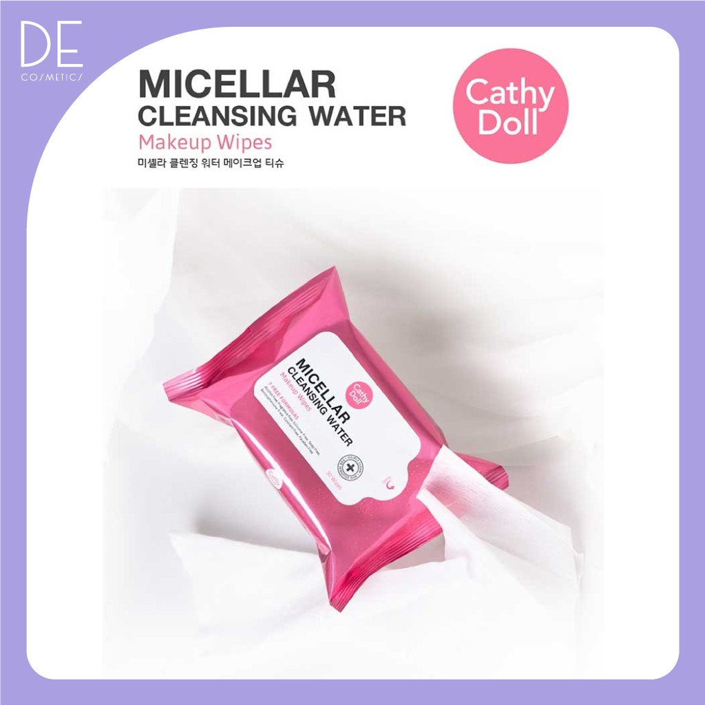 Cathy Doll Micellar Cleansing Water Makeup Wipes 1ซอง (10แผ่น/ซอง) เคที่ดอลล์ แผ่นเช็ดเครื่องสําอาง 