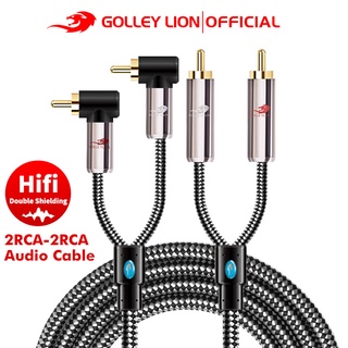 Golley LION 2RCA เป็น 2RCA สายสัญญาณเสียง สําหรับโฮมเธียเตอร์ DVD TV เครื่องขยายเสียง CD สีขาว