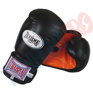 นวมชกมวย BG-124 PU - Black / Orange. Thaismai PU Boxing Gloves