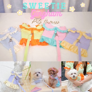 สายจูงหมา เเละเเมว  MOONIES PET001: Sweetie Gingham Harness