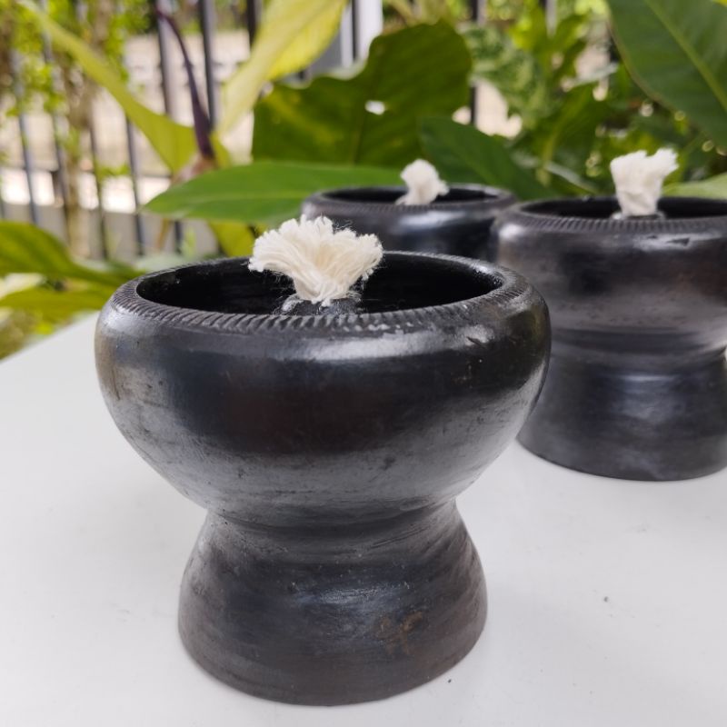 ตะเกียงน้ำมันพืช พร้อมไส้ตะเกียง 🔥จุดได้นาน 5-6 ชั่วโมง 🔥กว้าง 8.5cm สูง 7.5 cm