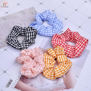 โดนัทมัดผม ยางรัดผม ลายสก็อต คลาสิค  สดใส (Gingham L)