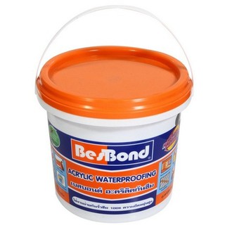 BESBOND อะคริลิคกันซึม 4KG กก. เทา GBA002AM02O Hardware สีอะคริลิก ทาปกปิดรอยแตกลายงา ป้องกันการรั่วซึมของน้ำ เนื้อสีทน