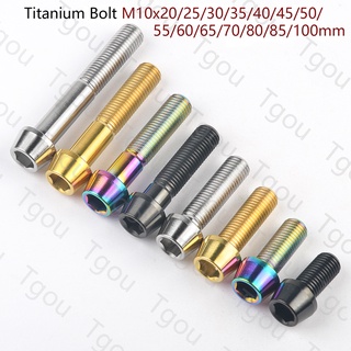 Tgou ไทเทเนียมสายฟ้า M10x20/25/30/35/40/45/50/55/60/65/70mm สนาม 1.25mm สกรูหัวหกเหลี่ยมสําหรับรถจักรยานยนต์รถยนต์