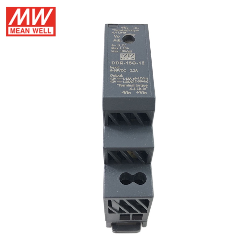 Mean WELL DDR-15G-15 15W DIN Rail DC-DC Converter อินพุต 9-36V DC ถึง 15V DC 1A 15W Meanwell Power S