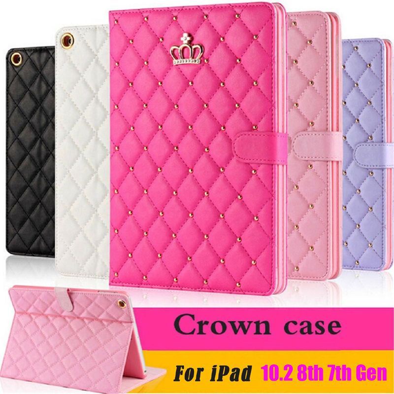 เคสสำหรับ ไอแพด รุ่นที่ 10 A16 11th Gen Air4/5 iPad Pro 11" Air M2 m3 M4 Air3 Pro 10.5 9.7 10.2 นิ้ว 9th 8th 7th Gen 6th 5th A17 Pro Mini6 ปลอกหรูหรามงกุฎหนังสมาร์ทกรณี