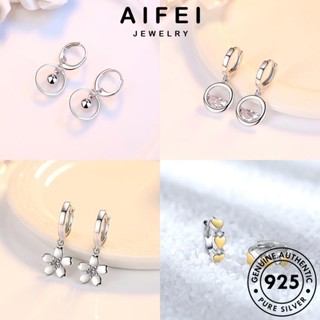 AIFEI JEWELRY เครื่องประดับ วงกลมเล็ก ห่วง เครื่องประดับ ต่างหู แฟชั่น ต้นฉบับ มอยส์ซาไนท์ แท้ เกาหลี ผู้หญิง Silver เพชร ตุ้มหู หนีบ เงิน 925 M012