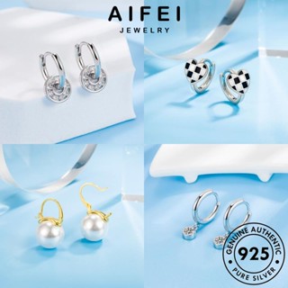 AIFEI JEWELRY มอยส์ซาไนท์ เงิน แฟชั่น Silver 925 ห่วง ตุ้มหู หนีบ ผู้หญิง แท้ เกาหลี ต้นฉบับ เพชร ไข่มุก เครื่องประดับ เครื่องประดับ ต่างหู M014