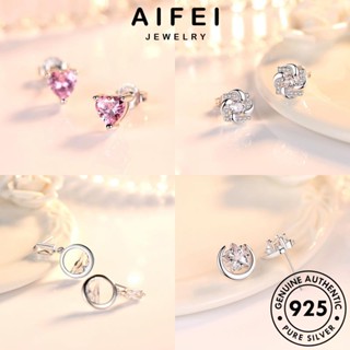 AIFEI JEWELRY เกาหลี ห่วง 925 แฟชั่น ผู้หญิง มอยส์ซาไนท์ หนีบ เครื่องประดับ เพชร เงิน ไข่มุก Silver ต้นฉบับ แท้ ตุ้มหู ต่างหู เครื่องประดับ M019