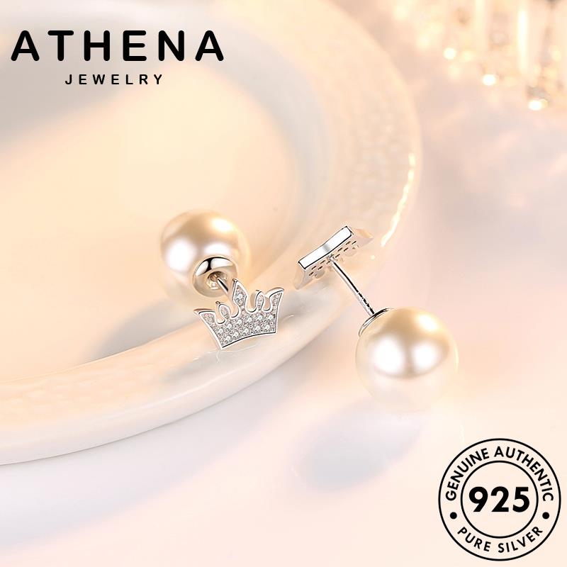 ATHENA JEWELRY หนีบ แท้ 925 เงิน แฟชั่น ห่วง มอยส์ซาไนท์ เครื่องประดับ เครื่องประดับ เกาหลี ไข่มุก ตุ้มหู ผู้หญิง เพชร ต้นฉบับ ต่างหู Silver M025