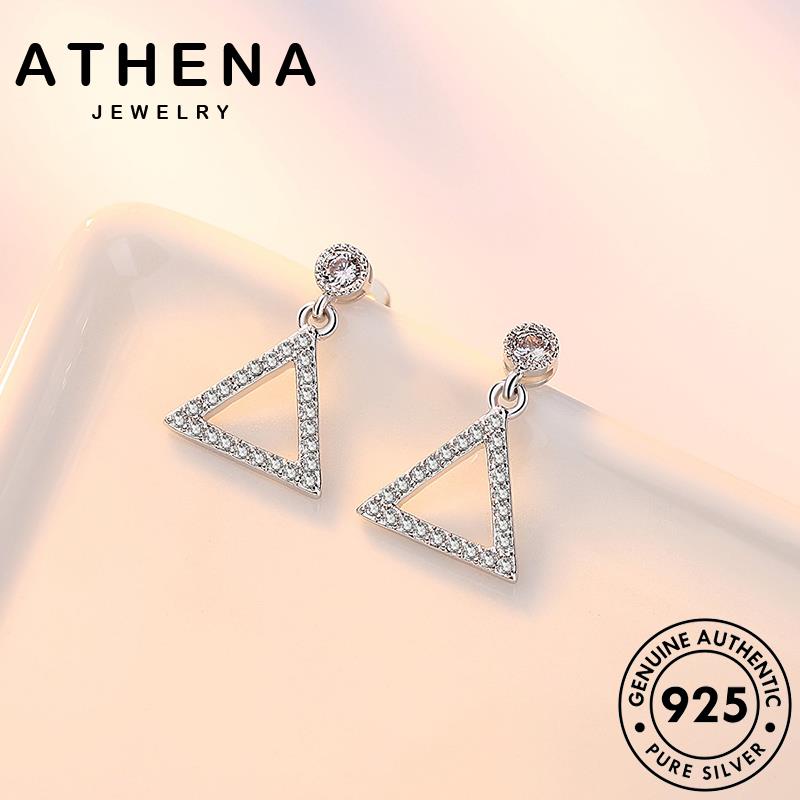 ATHENA JEWELRY หนีบ แท้ 925 เงิน แฟชั่น ห่วง มอยส์ซาไนท์ เครื่องประดับ เครื่องประดับ เกาหลี ไข่มุก ตุ้มหู ผู้หญิง เพชร ต้นฉบับ ต่างหู Silver M025