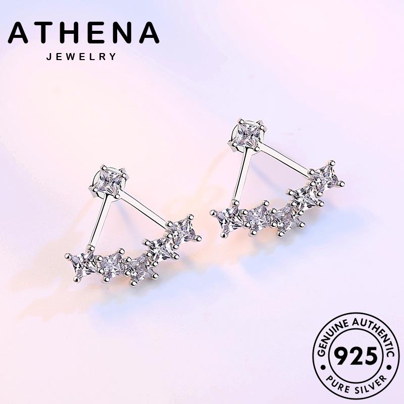 ATHENA JEWELRY หนีบ แท้ 925 เงิน แฟชั่น ห่วง มอยส์ซาไนท์ เครื่องประดับ เครื่องประดับ เกาหลี ไข่มุก ตุ้มหู ผู้หญิง เพชร ต้นฉบับ ต่างหู Silver M025