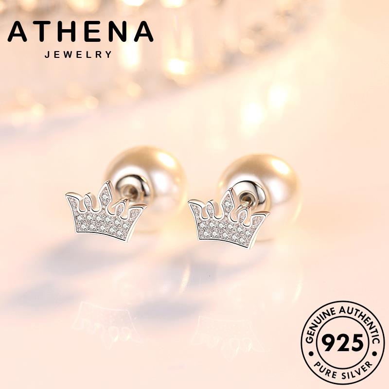 ATHENA JEWELRY หนีบ แท้ 925 เงิน แฟชั่น ห่วง มอยส์ซาไนท์ เครื่องประดับ เครื่องประดับ เกาหลี ไข่มุก ตุ้มหู ผู้หญิง เพชร ต้นฉบับ ต่างหู Silver M025