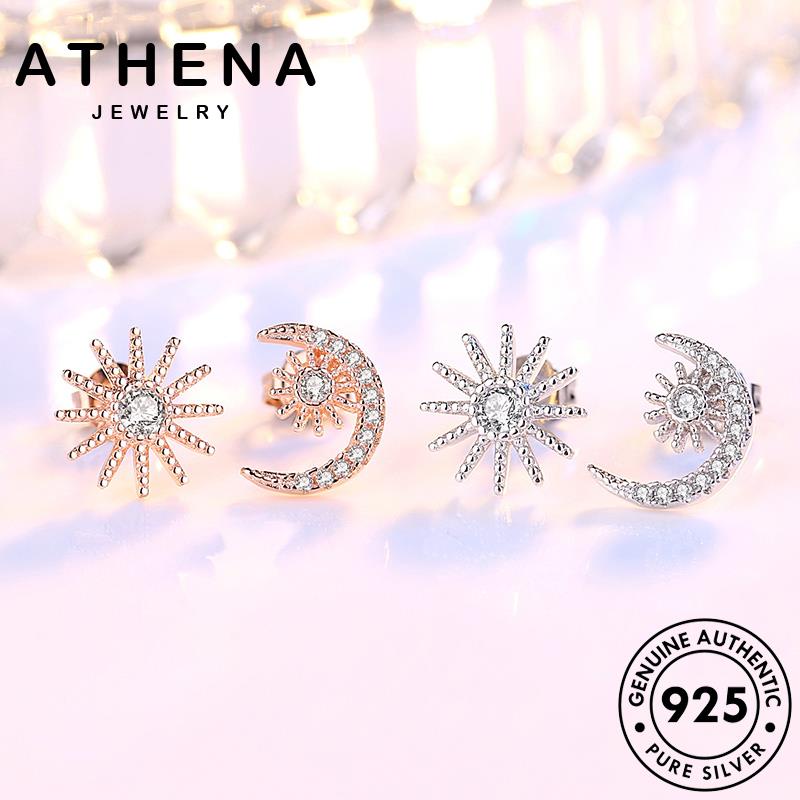ATHENA JEWELRY ไข่มุก ต้นฉบับ มอยส์ซาไนท์ เพชร ต่างหู ผู้หญิง แฟชั่น 925 แท้ หนีบ ตุ้มหู เครื่องประดับ ห่วง เงิน เครื่องประดับ Silver เกาหลี M026